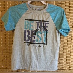Champion Kids Light Blue and Gray Graphic Tee